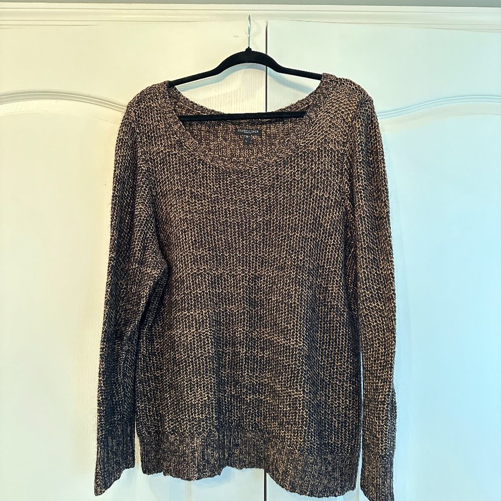 EILEEN FISHER Sweater Womens 2XL Black Gold Mohair Alpaca Open Knit Pullover